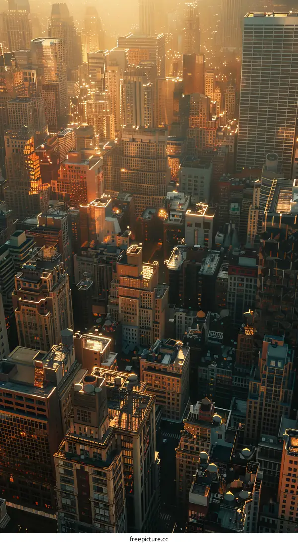 Golden Hour Cityscape Aerial View of New York