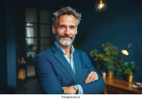 Confident Caucasian Man in a Business Suit