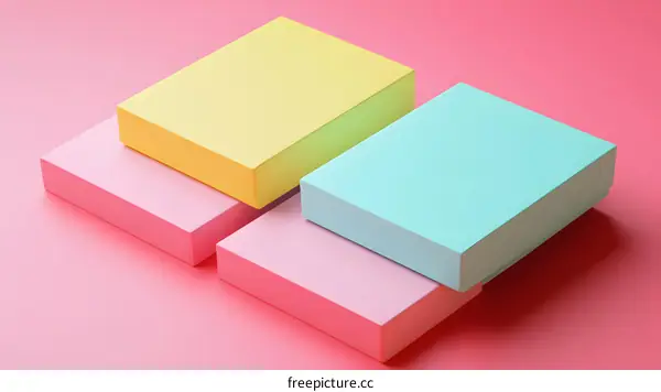 Pastel Colored Square Boxes On Pink Background