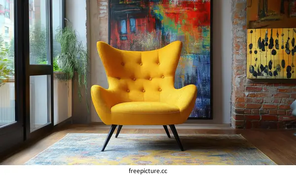 Modern Yellow Wingback Chair in a Stylish Room