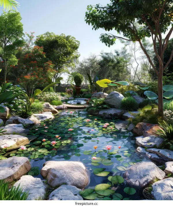 Tranquil Lotus Blooms in Serene Waters