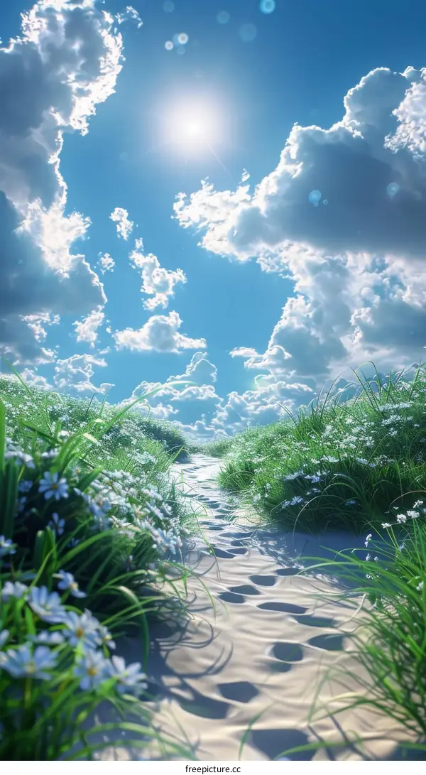 Sandy Path Through Lush Green Field