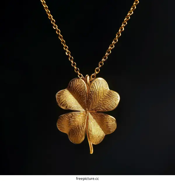 Gold four-leaf clover pendant on a gold chain