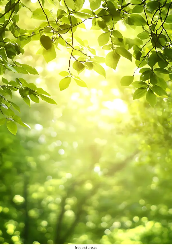 Green Leaves with Sunlight Shining Through