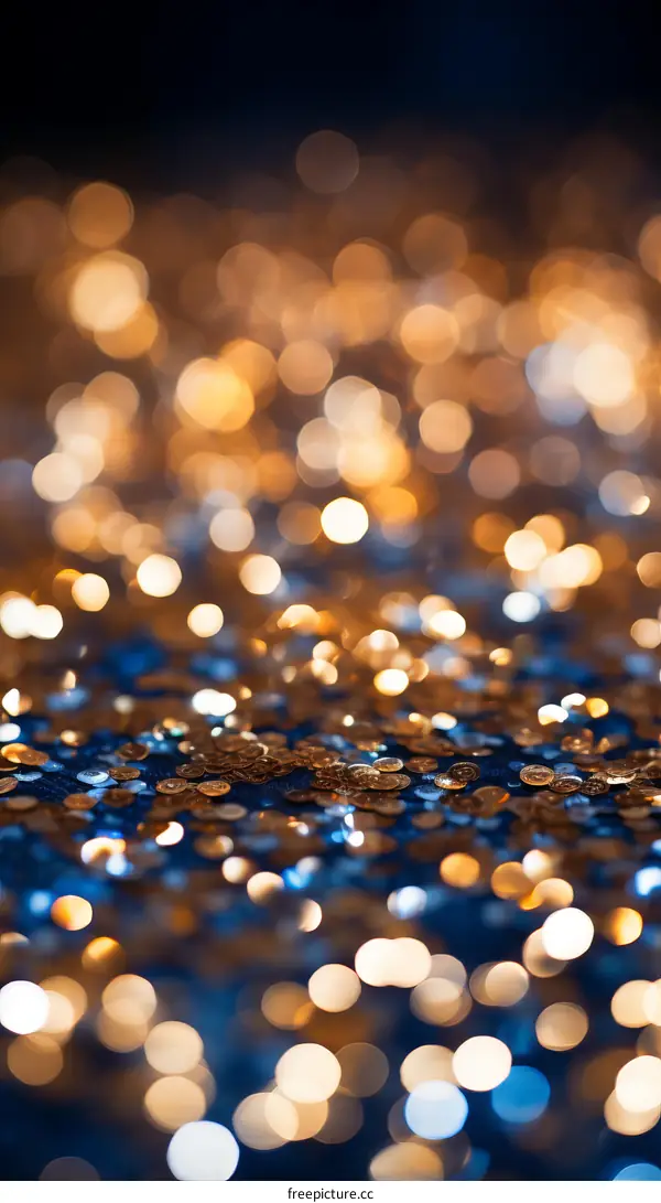 Blue and gold shimmery bokeh background