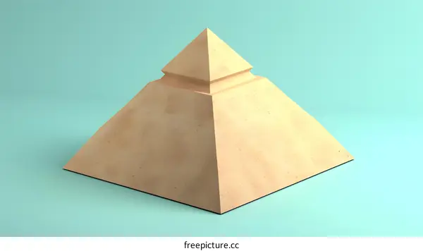 Beige Pyramid Geometric Shape On Blue Background