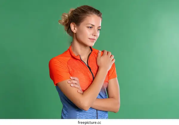 A Young Female Athlete Wearing Colorful Sports Clothing