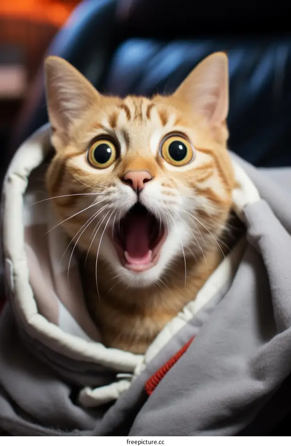 A ginger cat with wide open mouth