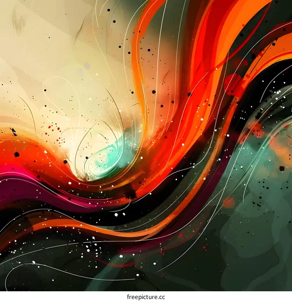 Abstract Colorful Swirling Lines and Dots