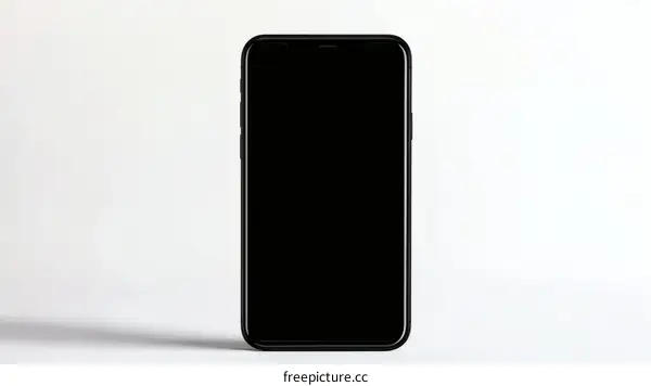 Modern Black Smartphone on White Background