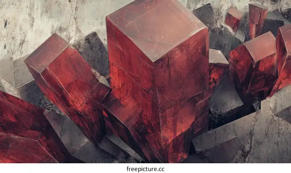 Abstract Red Crystal Formation