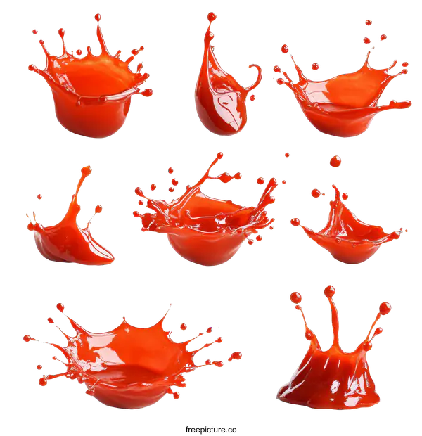 [Transparent Background PNG]Red Liquid Splash Collection