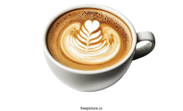 [Transparent Background PNG]Close up of a Latte art Coffee
