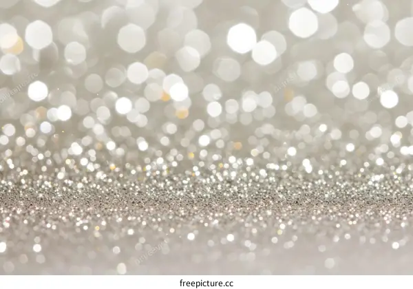 Silver glitter sparkles on a white background.