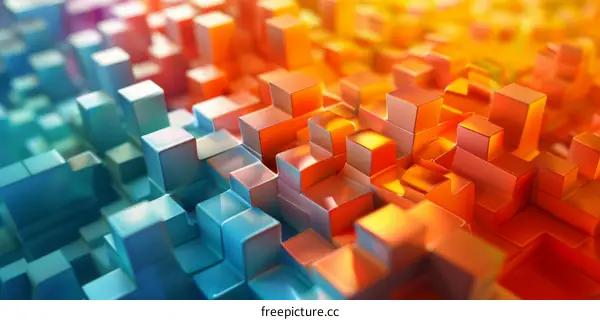 Blue and orange 3D cubes background