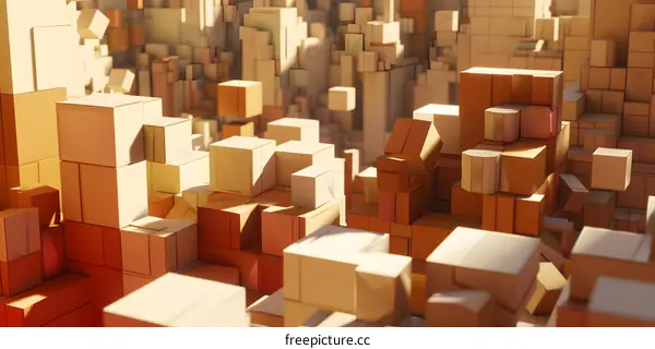 Abstract 3D Render Of Stacked Boxes