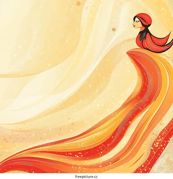 Abstract Woman with Red and Yellow Waves