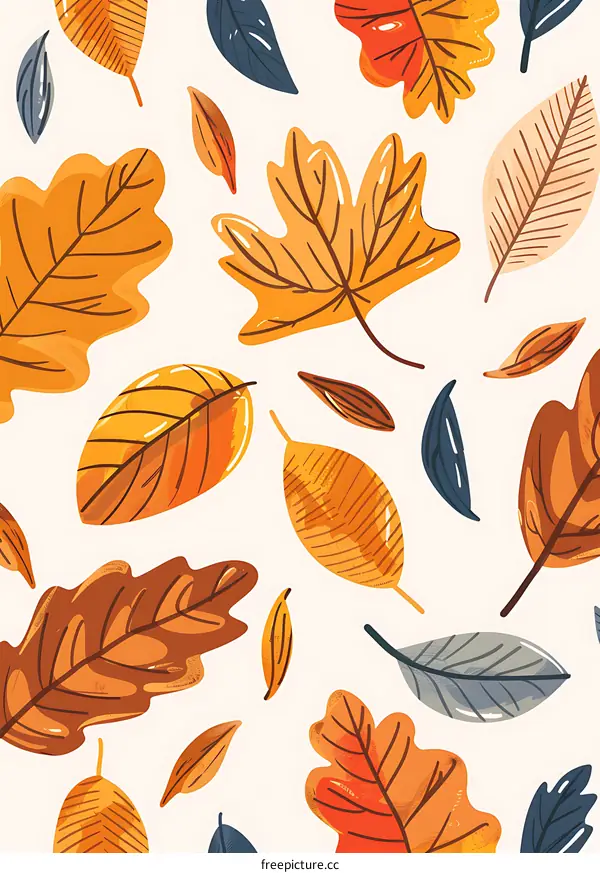 Hand Drawn Autumn Leaves Seamless Pattern