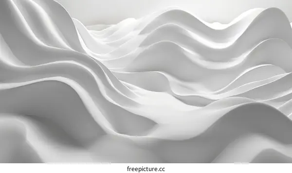 Abstract White Wavy Terrain 3D Rendering