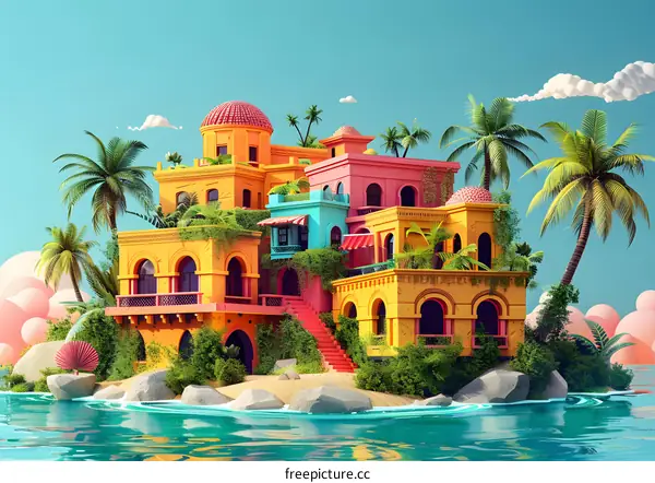 Colorful Tropical Island Paradise