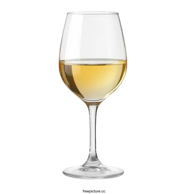 [Transparent Background PNG]Elegant White Wine Glass with Golden Liquid