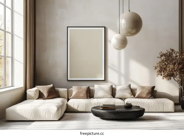 Modern Beige Living Room Interior Design