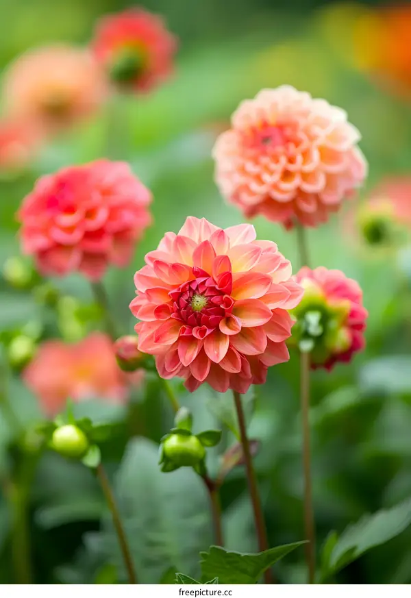 Close Up Of Pink Dahlia Flower In Bloom
