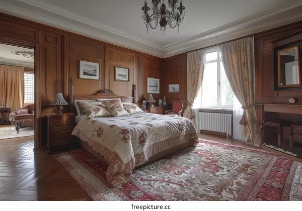 Bedroom with wooden furniture
