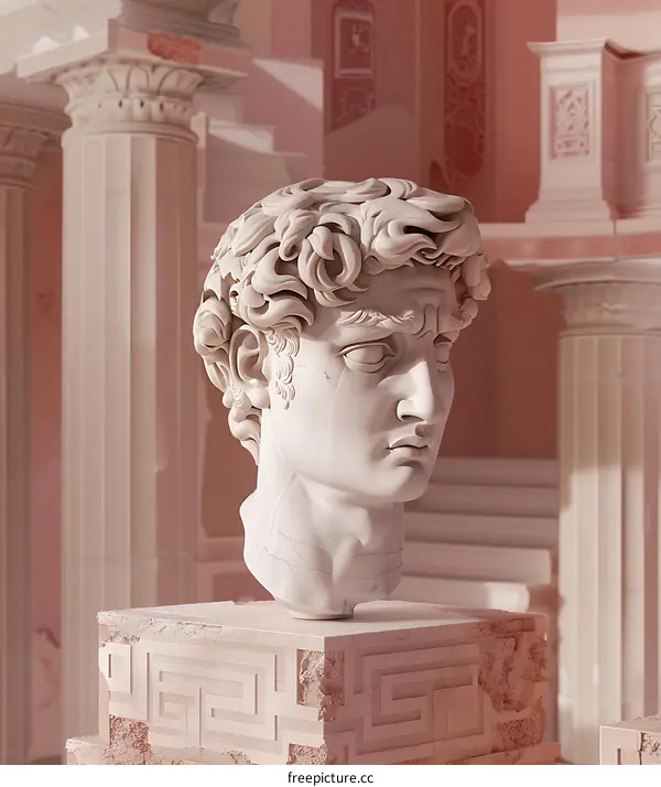 Marble Bust of David in an Ancient Roman Setting