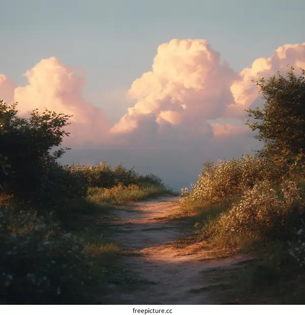 Scenic Countryside Path at Sunset