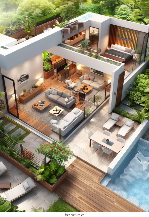 Luxury Rooftop Penthouse Design Illustration