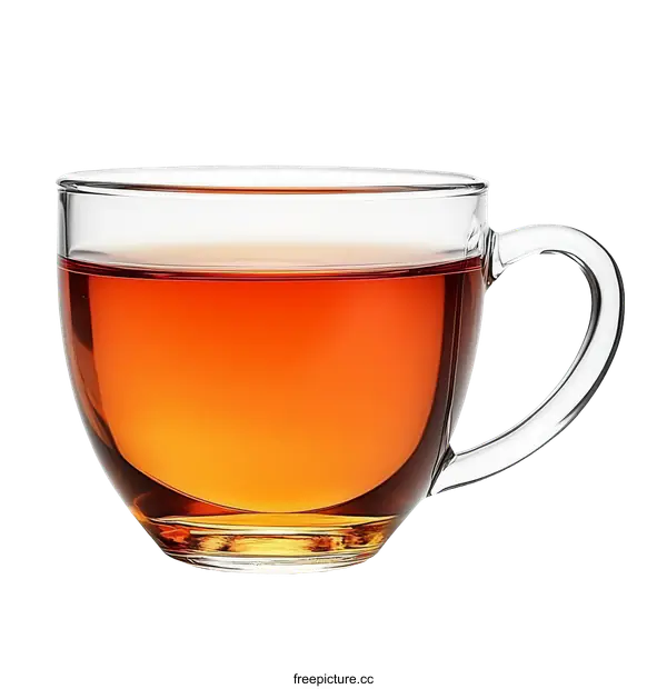 [Transparent Background PNG]Transparent Glass Tea Cup Filled with Red Tea