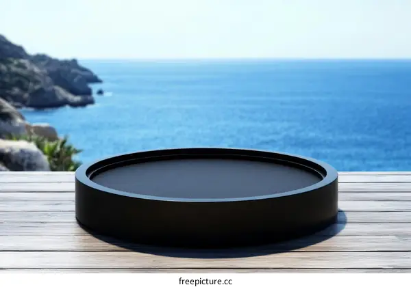 Modern Black Display Stand by the Sea