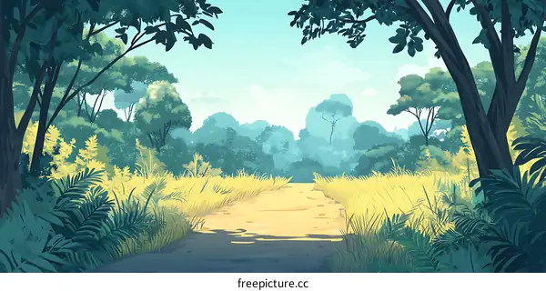 Pathway through the Lush Green Forest