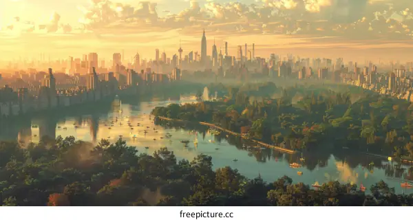 Sunrise Cityscape Panorama of Central Park