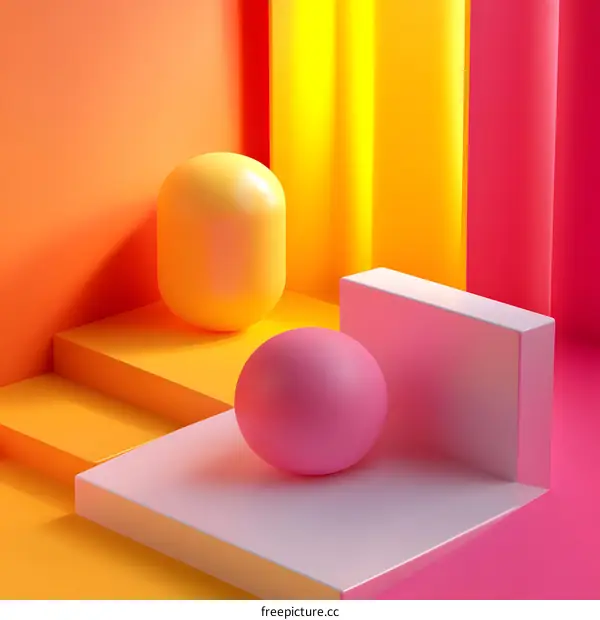 Abstract 3D Colorful Geometric Shapes Render