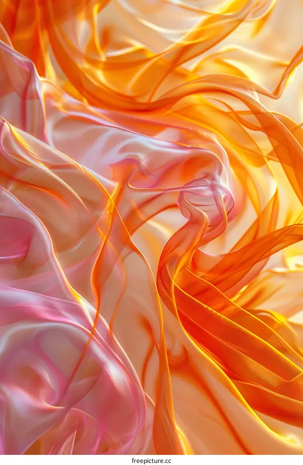Colorful abstract background of flowing pink and orange silk
