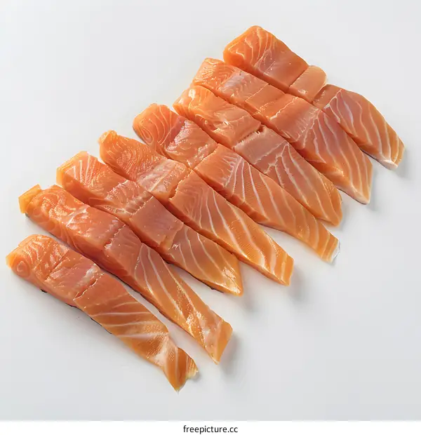 Fresh raw salmon fillet pieces