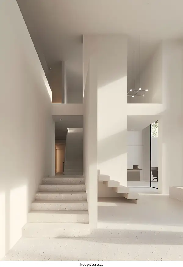 Modern Interior Design of a Minimalist House with Staircase