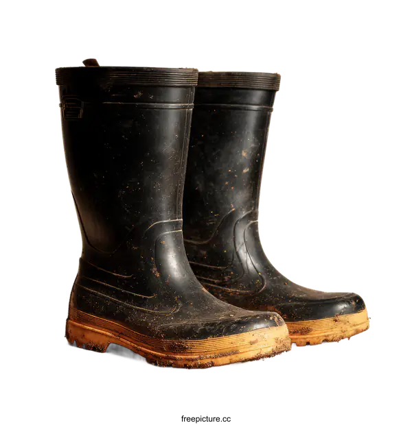 [Transparent Background PNG]Pair of Dirty Work Boots on White Background