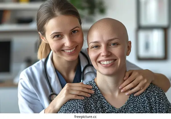 Doctor supporting patient with cancer