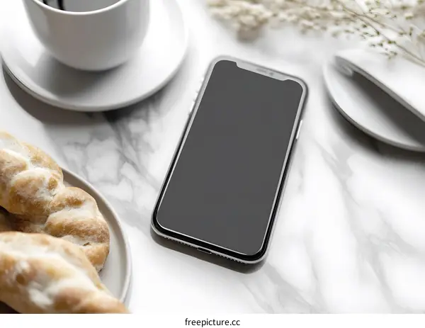 Smartphone Mockup on White Marble Table
