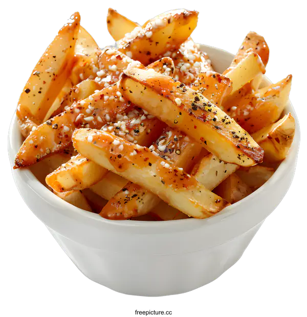 [Transparent Background PNG]A bowl of seasoned french fries