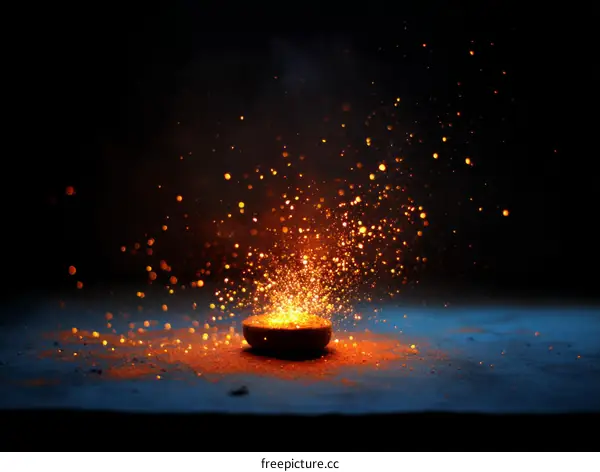 Sparkling Firework Explosion in Dark Background