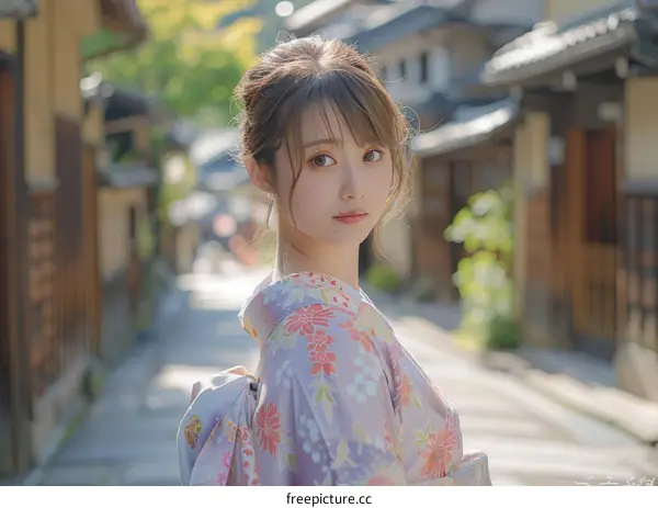 Woman wearing Kimono in Japan street