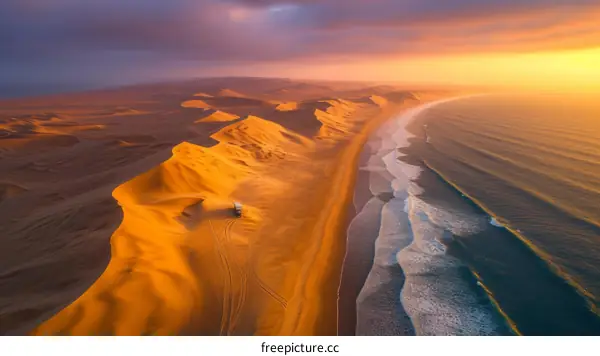 Namibia Desert Coast Landscape Aerial View