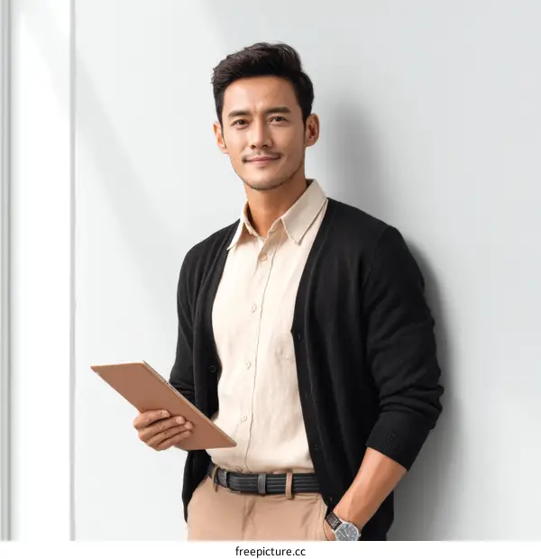 Business Professional Holding Tablet