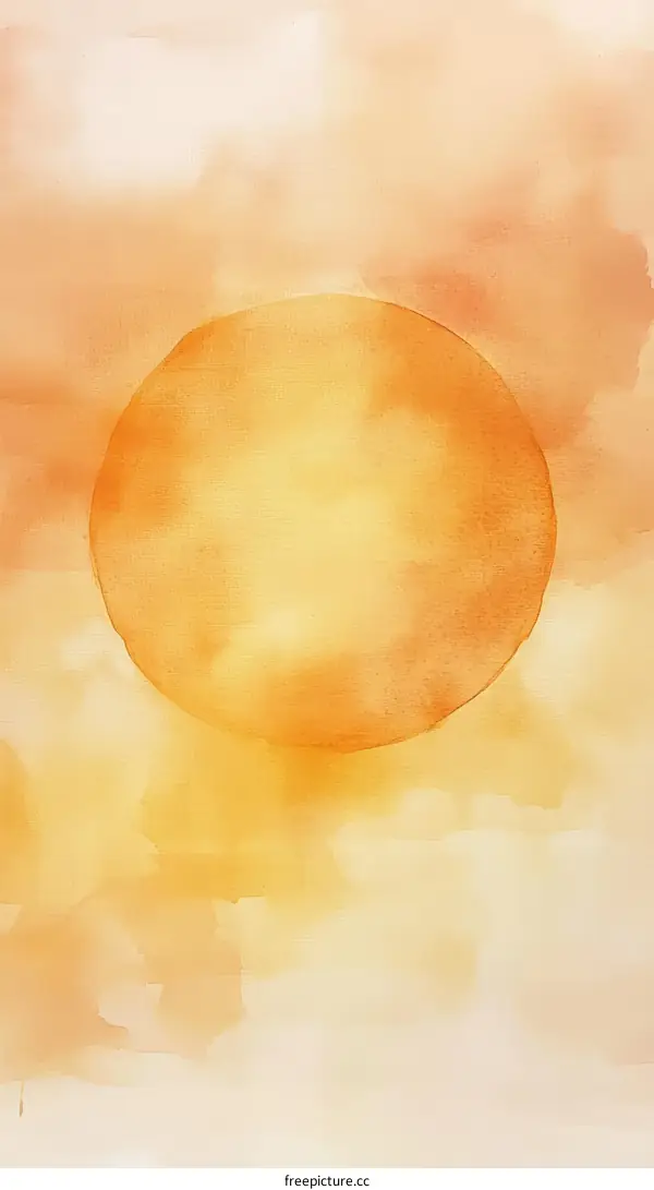 Abstract Watercolor Sun in Soft Hues