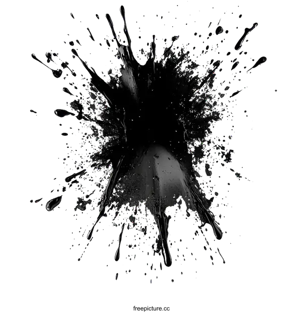[Transparent Background PNG]Abstract Black Ink Splatter Art