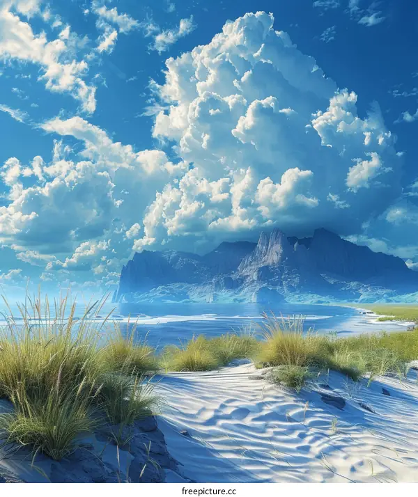 Majestic Sand Dunes and Ocean Horizon